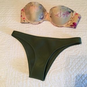 Strapless Triangl Bikini, floral print, size small